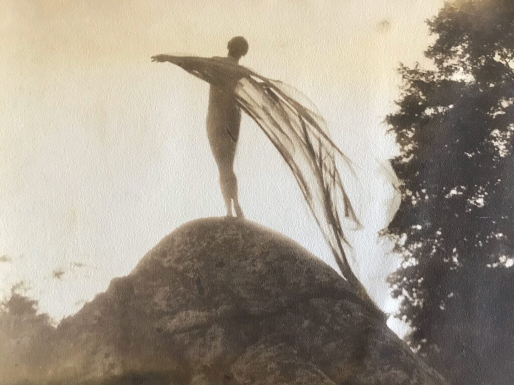 Noyes Dancer, scarf on rock